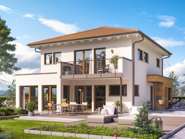 Fertighaus SUNSHINE 144 V6 von Living Fertighaus Schlüsselfertig ab 424514€, Stadtvilla Außenansicht 1