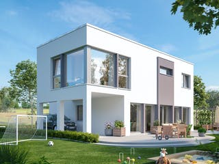 Fertighaus SUNSHINE 154 V7 von Living Fertighaus Schlüsselfertig ab 387147€, Cubushaus Außenansicht 1