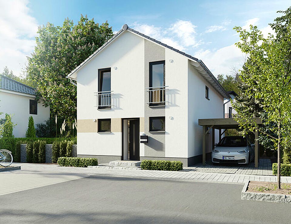 Massivhaus Aura 125 von Town & Country Haus Deutschland Schlüsselfertig ab 225690€, Satteldach-Klassiker Außenansicht 1