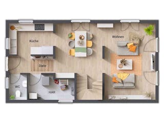 Massivhaus Aura 125 von Town & Country Haus Deutschland Schlüsselfertig ab 232050€, Satteldach-Klassiker Grundriss 1