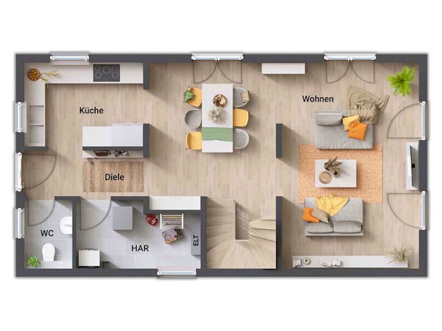 Massivhaus Aura 125 von Town & Country Haus Deutschland Schlüsselfertig ab 225690€, Satteldach-Klassiker Grundriss 1