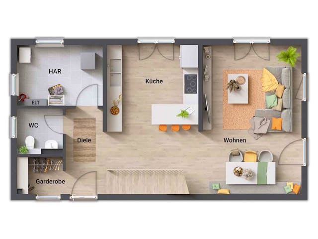 Massivhaus Aura 125 von Town & Country Haus Deutschland Schlüsselfertig ab 225690€, Satteldach-Klassiker Grundriss 2