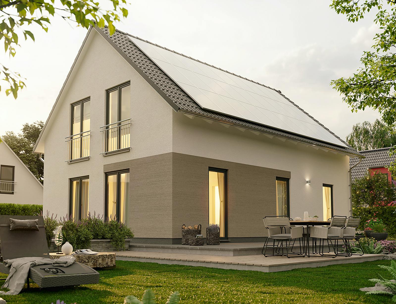 Massivhaus Bodensee 129 von Town & Country Haus Deutschland Schlüsselfertig ab 234150€, Satteldach-Klassiker Außenansicht 1