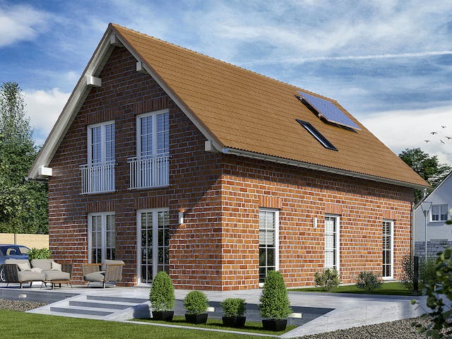 Massivhaus Bodensee 129 von Town & Country Haus Deutschland Schlüsselfertig ab 234150€, Satteldach-Klassiker Außenansicht 9