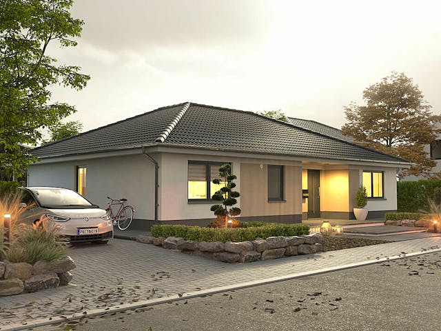 Massivhaus Bungalow 128 von Town & Country Haus Deutschland Schlüsselfertig ab 256650€, Bungalow Außenansicht 2