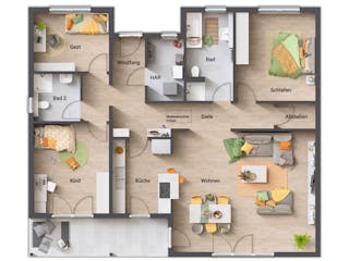 Massivhaus Bungalow 128 von Town & Country Haus Deutschland Schlüsselfertig ab 263850€, Bungalow Grundriss 2
