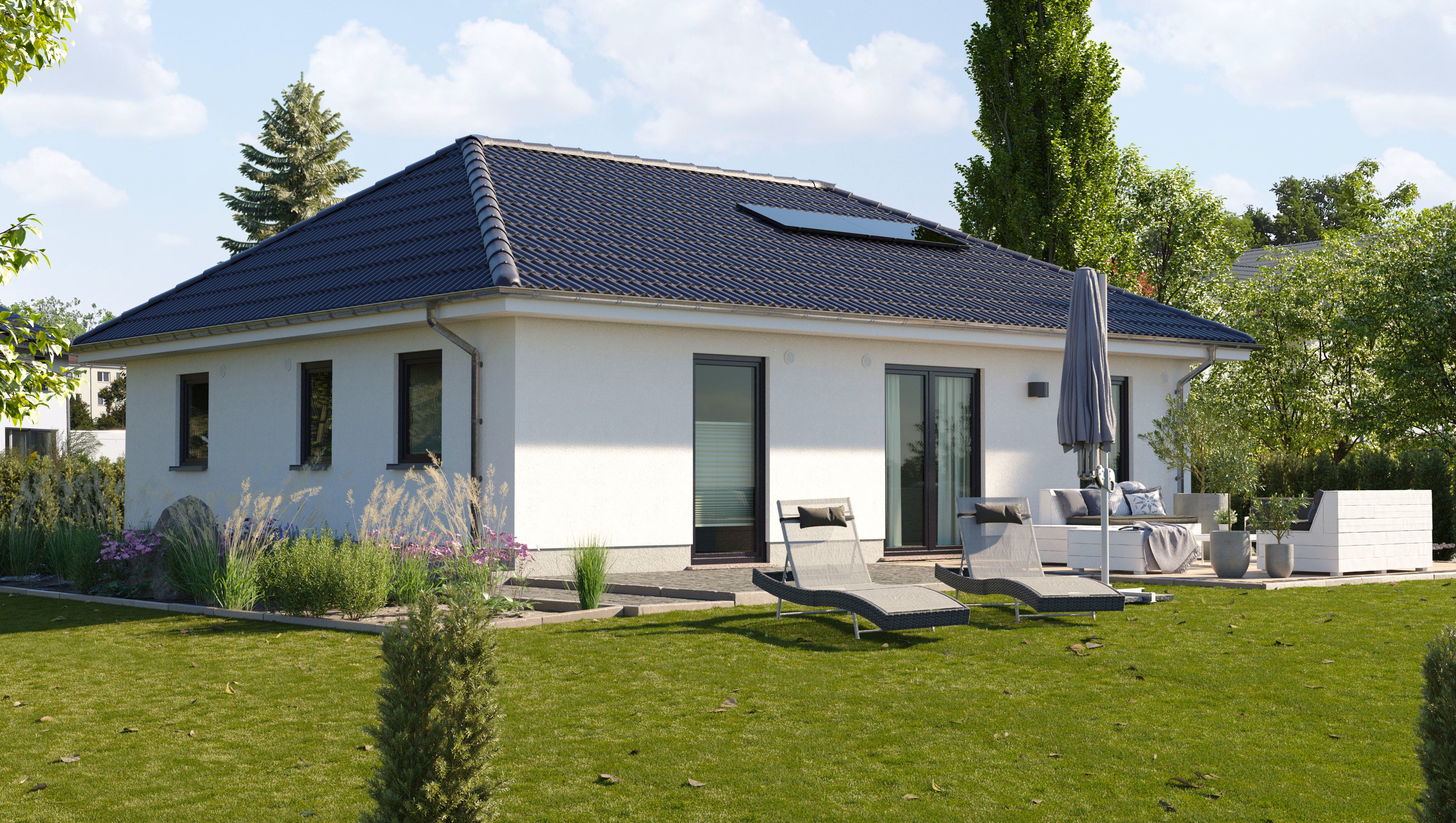 Massivhaus Bungalow 92 von Town & Country Haus Deutschland Schlüsselfertig ab 187650€, Bungalow Außenansicht 1