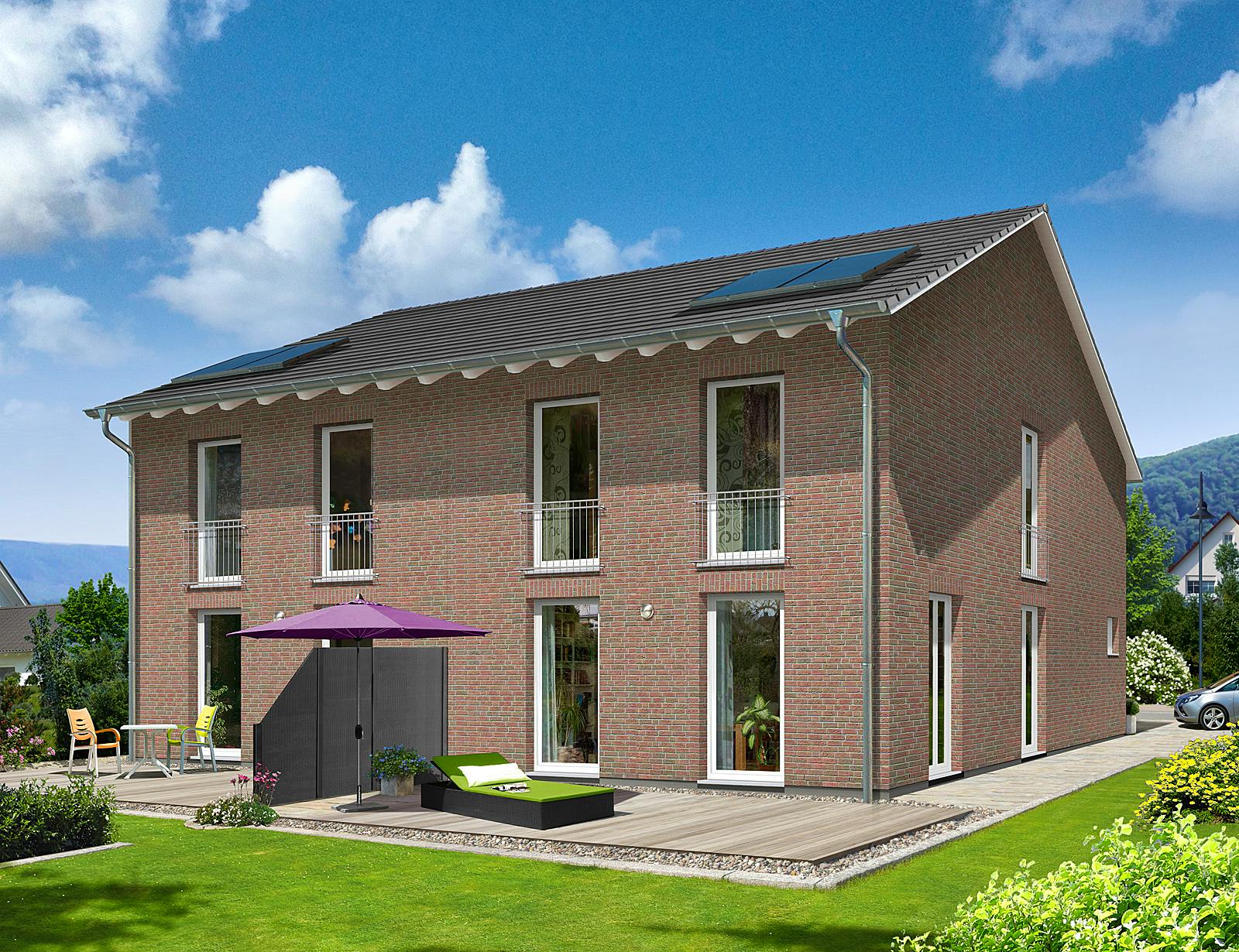 Massivhaus DH Aura 125 von Town & Country Haus Deutschland Schlüsselfertig ab 237050€, Satteldach-Klassiker Außenansicht 2