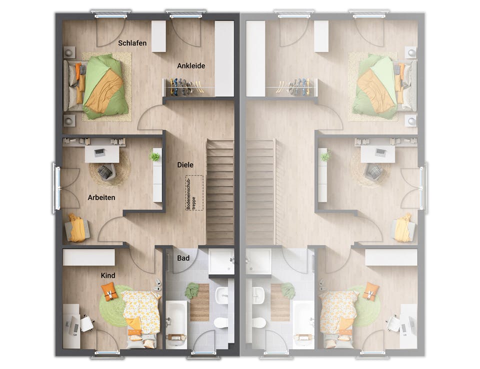 Massivhaus DH Aura 125 von Town & Country Haus Deutschland Schlüsselfertig ab 237050€, Satteldach-Klassiker Grundriss 1