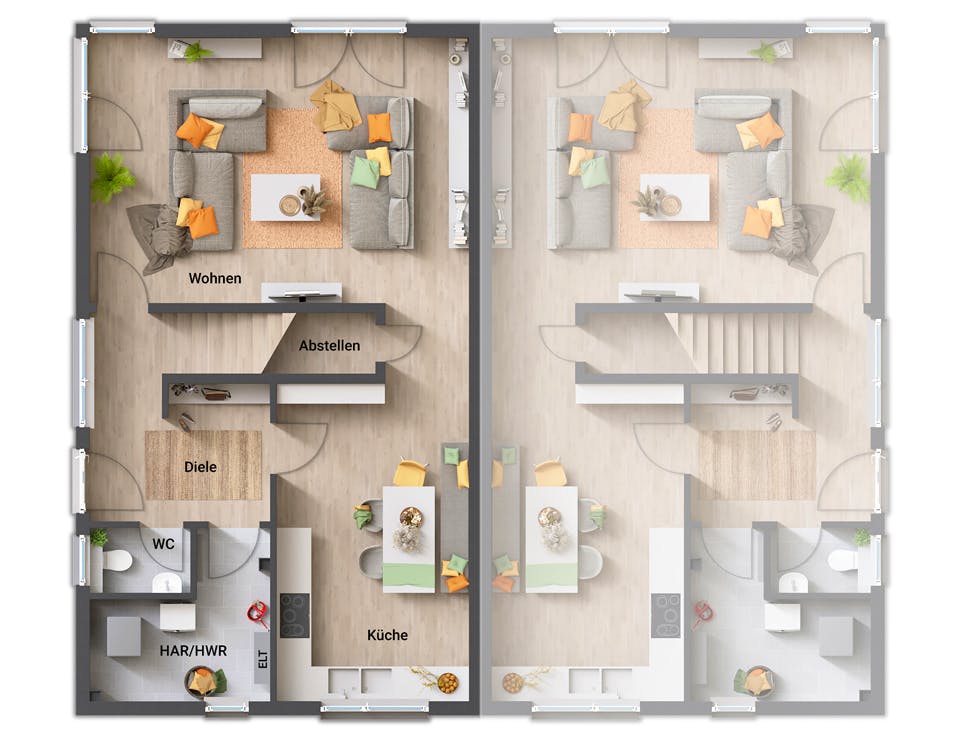 Massivhaus DH Aura 136 von Town & Country Haus Deutschland Schlüsselfertig ab 252890€, Stadtvilla Grundriss 1