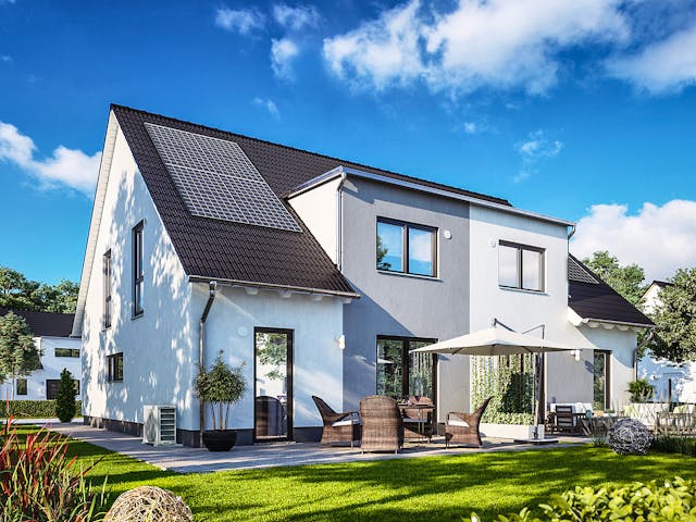 Massivhaus DH Duett 125 von Town & Country Haus Deutschland Schlüsselfertig ab 243450€, Satteldach-Klassiker Außenansicht 1