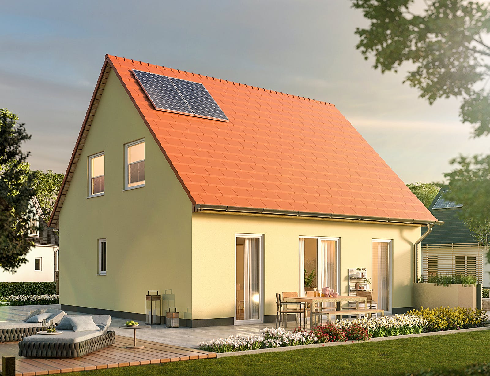 Massivhaus Flair 110 von Town & Country Haus Deutschland Schlüsselfertig ab 204690€, Satteldach-Klassiker Außenansicht 1