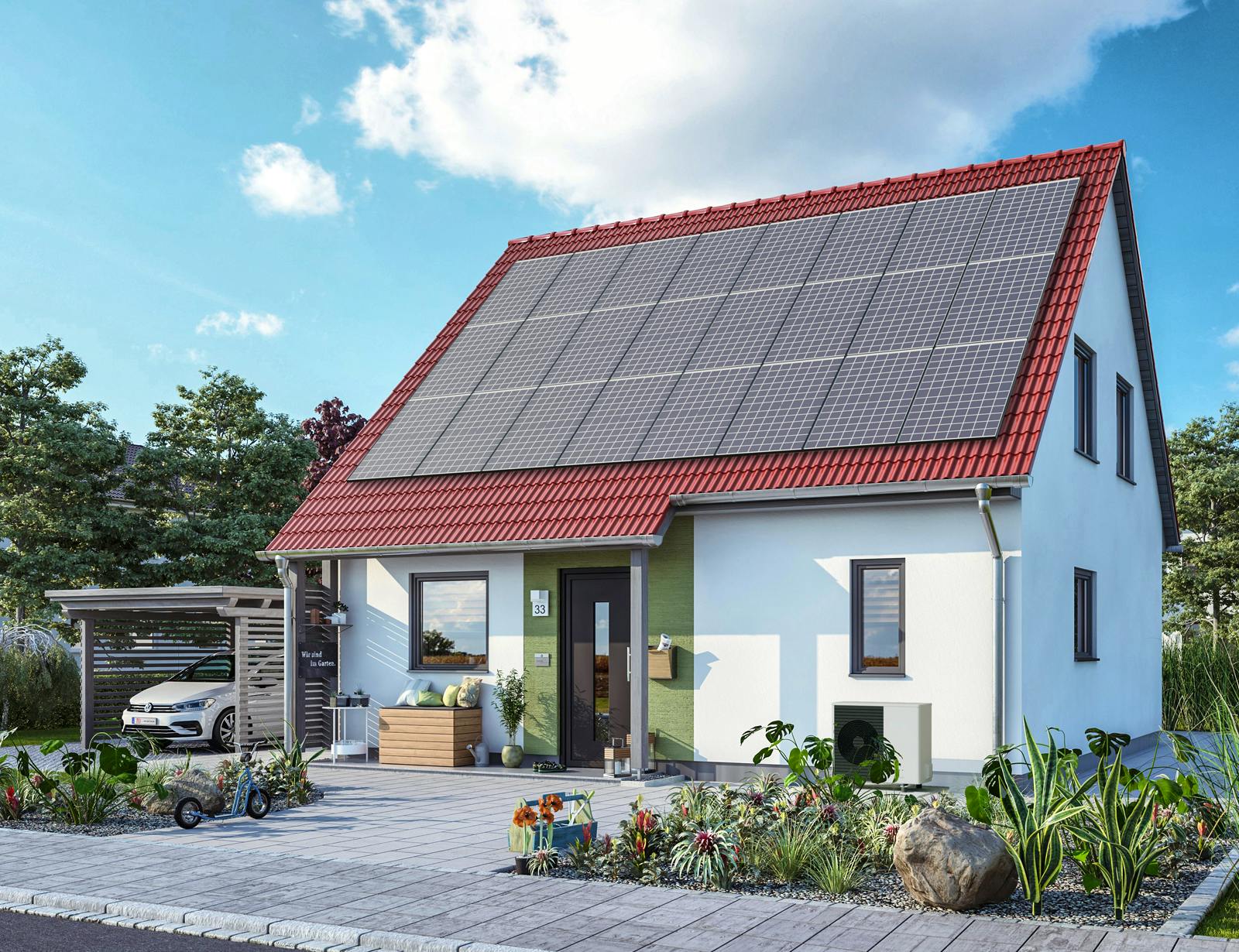 Massivhaus Flair 110 von Town & Country Haus Deutschland Schlüsselfertig ab 204690€, Satteldach-Klassiker Außenansicht 1