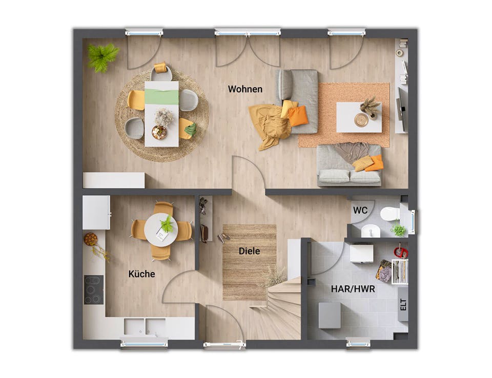 Massivhaus Flair 110 von Town & Country Haus Deutschland Schlüsselfertig ab 204690€, Satteldach-Klassiker Grundriss 1