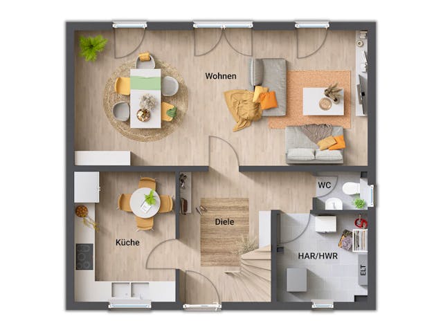 Massivhaus Flair 110 von Town & Country Haus Deutschland Schlüsselfertig ab 204690€, Satteldach-Klassiker Grundriss 1