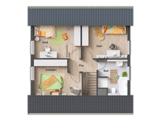 Massivhaus Flair 110 von Town & Country Haus Deutschland Schlüsselfertig ab 204690€, Satteldach-Klassiker Grundriss 2