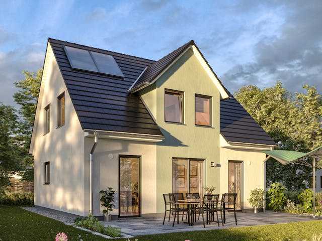 Massivhaus Flair 113 von Town & Country Haus Deutschland Schlüsselfertig ab 227350€, Satteldach-Klassiker Außenansicht 1