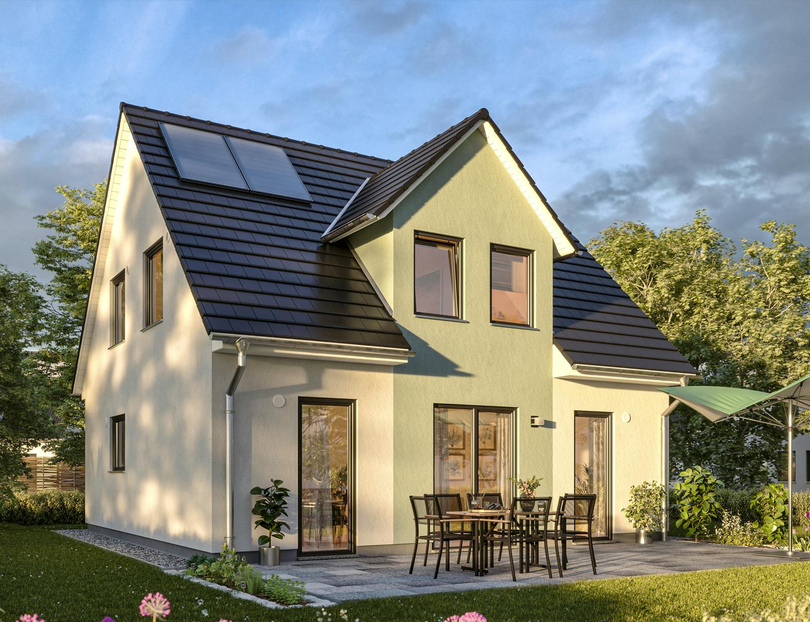 Massivhaus Flair 113 von Town & Country Haus Deutschland Schlüsselfertig ab 216750€, Satteldach-Klassiker Außenansicht 1