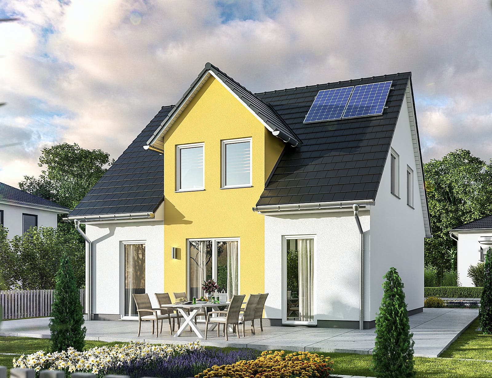 Massivhaus Flair 113 von Town & Country Haus Deutschland Schlüsselfertig ab 216750€, Satteldach-Klassiker Außenansicht 1