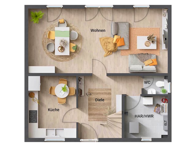 Massivhaus Flair 113 von Town & Country Haus Deutschland Schlüsselfertig ab 216750€, Satteldach-Klassiker Grundriss 1