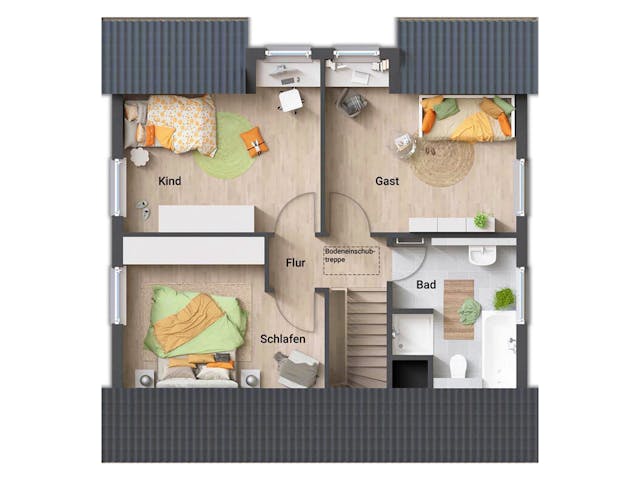 Massivhaus Flair 113 von Town & Country Haus Deutschland Schlüsselfertig ab 216750€, Satteldach-Klassiker Grundriss 2