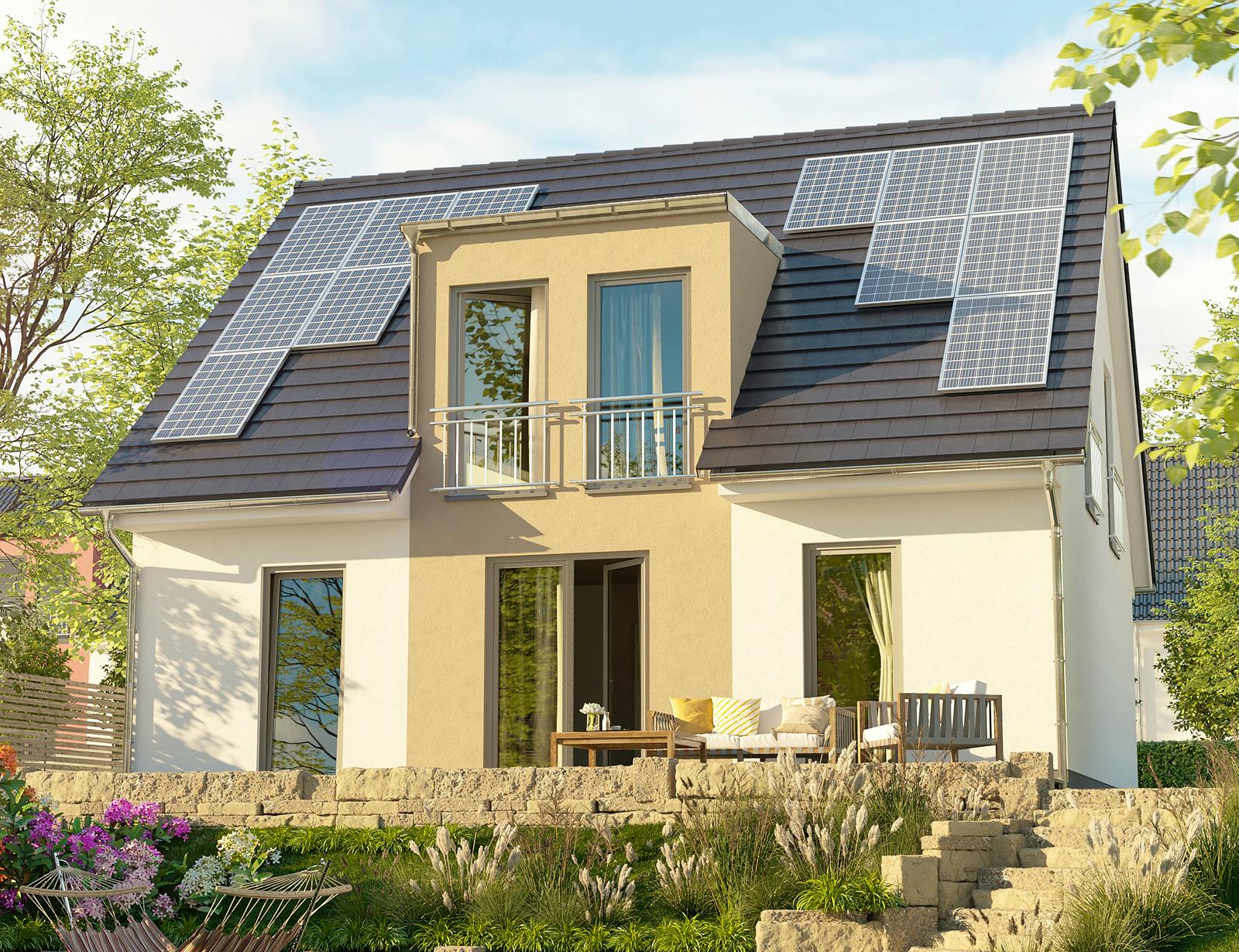 Massivhaus Flair 125 von Town & Country Haus Deutschland Schlüsselfertig ab 227650€, Satteldach-Klassiker Außenansicht 1