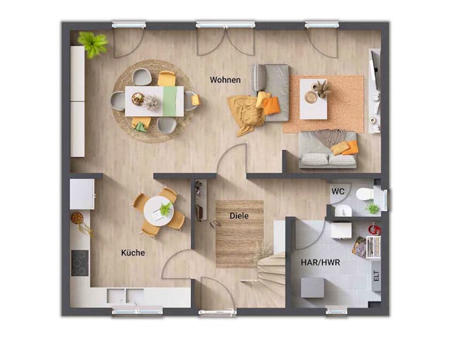 Massivhaus Flair 125 von Town & Country Haus Deutschland Schlüsselfertig ab 227650€, Satteldach-Klassiker Grundriss 1