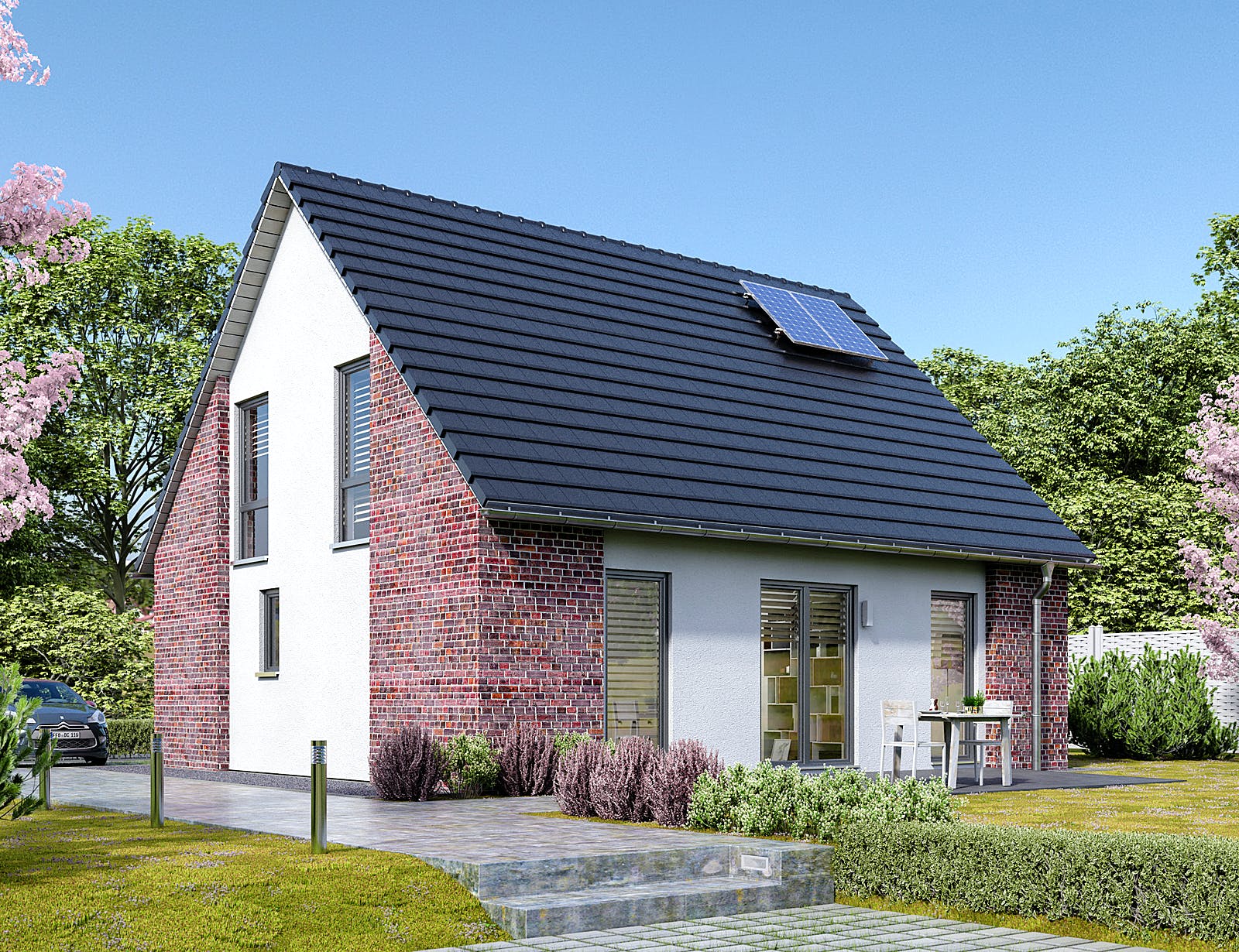 Massivhaus Flair 130 von Town & Country Haus Deutschland Schlüsselfertig ab 232700€, Satteldach-Klassiker Außenansicht 1