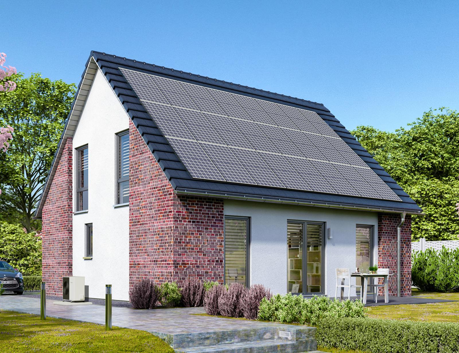 Massivhaus Flair 130 von Town & Country Haus Deutschland Schlüsselfertig ab 232700€, Satteldach-Klassiker Außenansicht 1