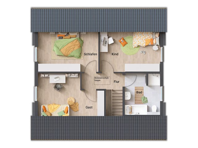 Massivhaus Flair 130 von Town & Country Haus Deutschland Schlüsselfertig ab 232700€, Satteldach-Klassiker Grundriss 3