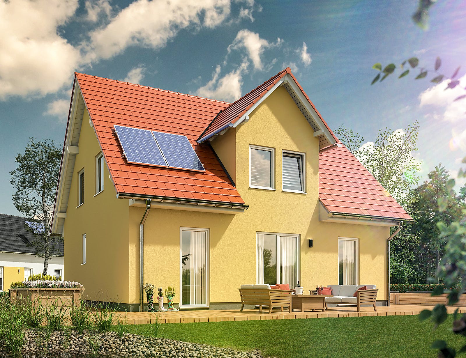 Massivhaus Flair 134 von Town & Country Haus Deutschland Schlüsselfertig ab 235590€, Satteldach-Klassiker Außenansicht 1