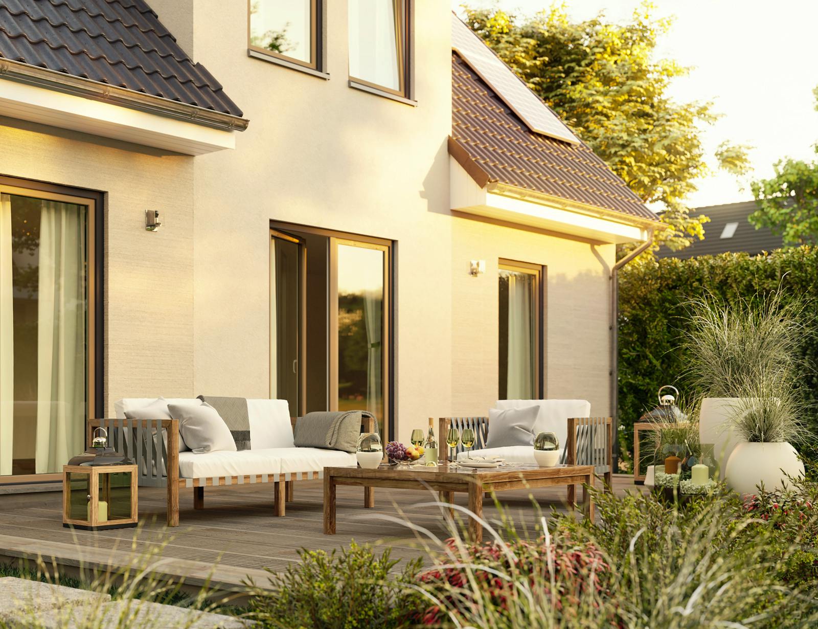Massivhaus Flair 134 von Town & Country Haus Deutschland Schlüsselfertig ab 235590€, Satteldach-Klassiker Außenansicht 2