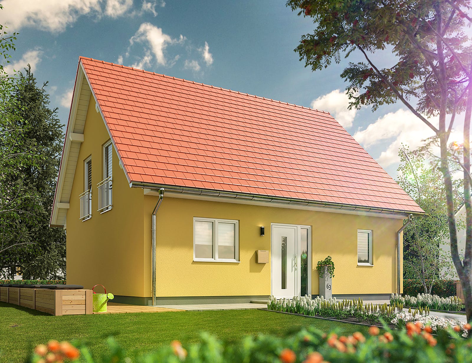 Massivhaus Flair 134 von Town & Country Haus Deutschland Schlüsselfertig ab 235590€, Satteldach-Klassiker Außenansicht 2