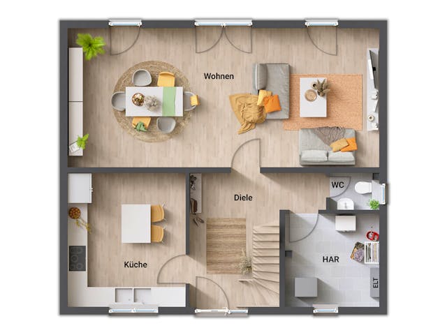 Massivhaus Flair 134 von Town & Country Haus Deutschland Schlüsselfertig ab 235590€, Satteldach-Klassiker Grundriss 1