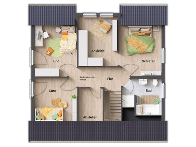 Massivhaus Flair 134 von Town & Country Haus Deutschland Schlüsselfertig ab 235590€, Satteldach-Klassiker Grundriss 3