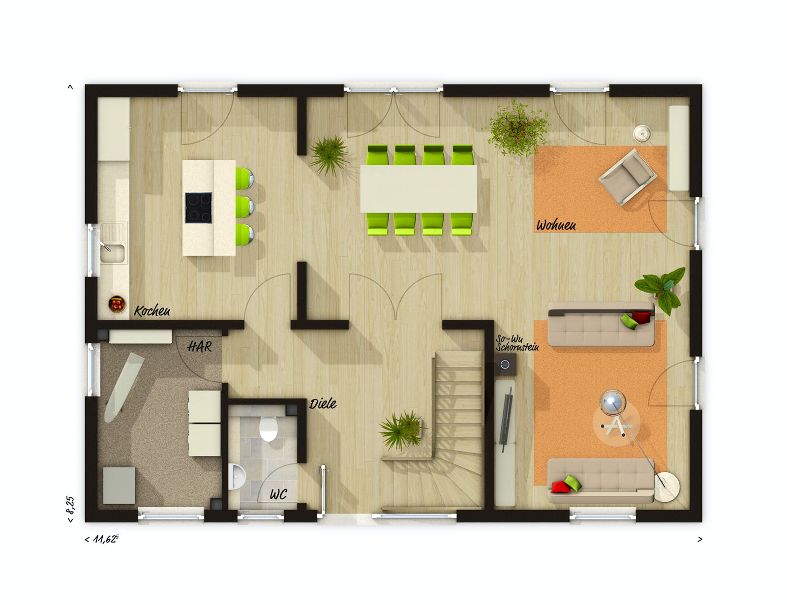 Massivhaus Landhaus 142 Modern von Town & Country Haus Deutschland Schlüsselfertig ab 259950€, Grundriss 1