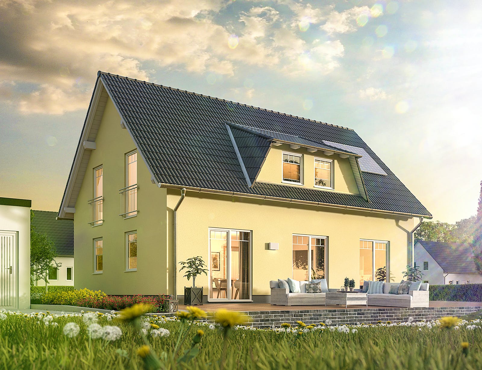 Massivhaus Landhaus 142 von Town & Country Haus Deutschland Schlüsselfertig ab 259950€, Satteldach-Klassiker Außenansicht 1