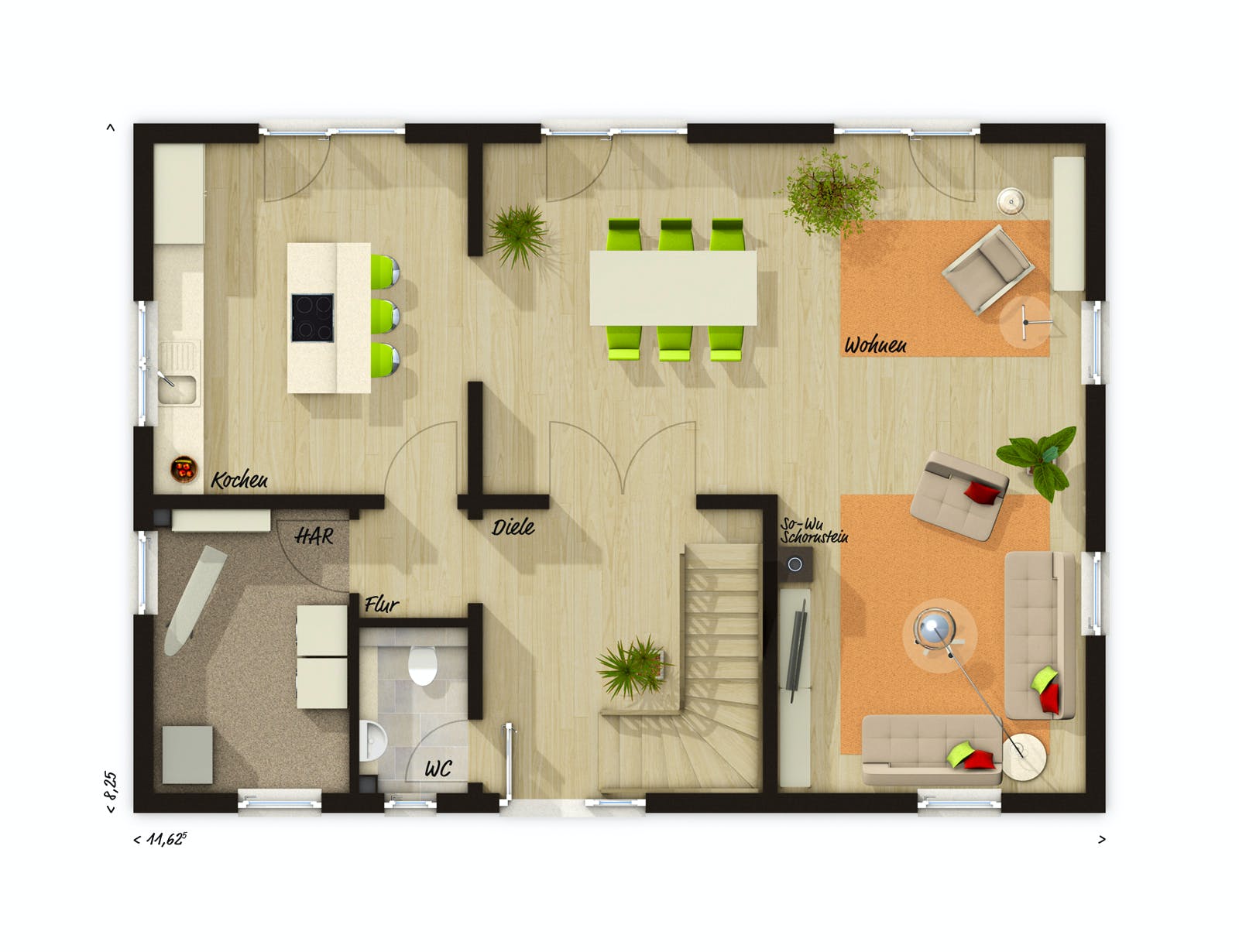Massivhaus Landhaus 142 von Town & Country Haus Deutschland Schlüsselfertig ab 259950€, Satteldach-Klassiker Grundriss 1