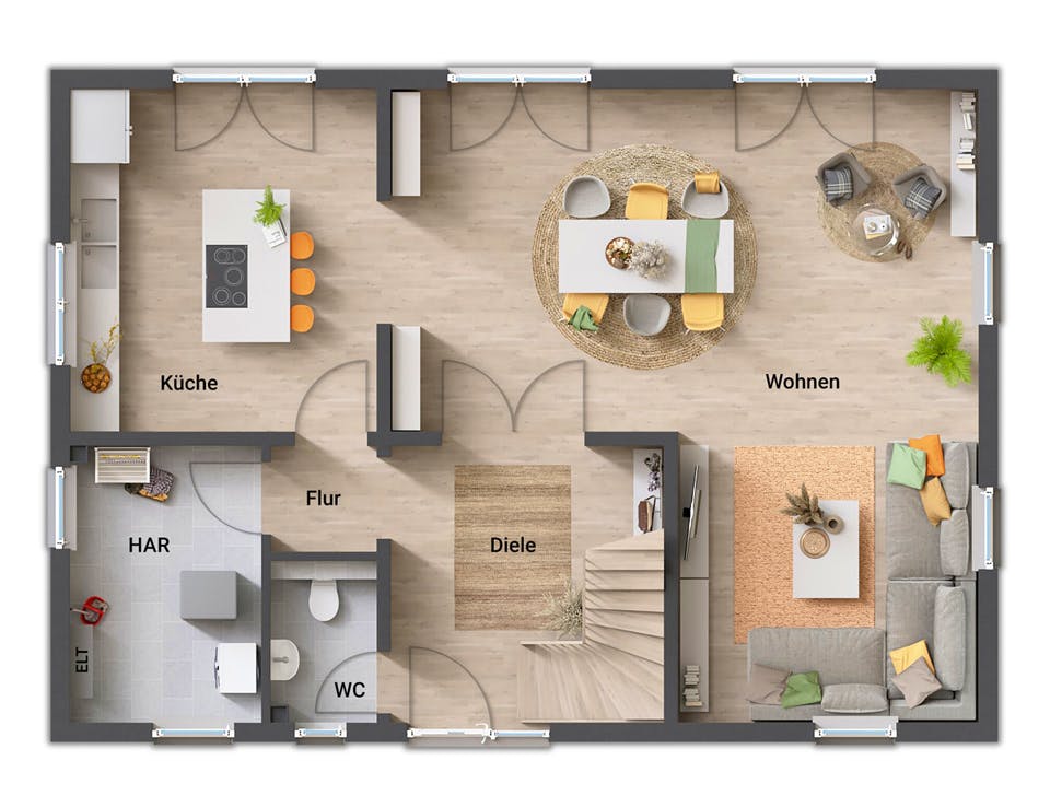 Massivhaus Landhaus 142 von Town & Country Haus Deutschland Schlüsselfertig ab 259950€, Satteldach-Klassiker Grundriss 1