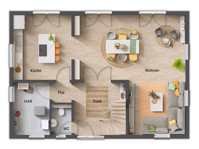 Massivhaus Landhaus 142 von Town & Country Haus Deutschland Schlüsselfertig ab 259950€, Satteldach-Klassiker Grundriss 1