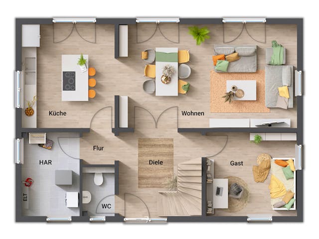 Massivhaus Landhaus 142 von Town & Country Haus Deutschland Schlüsselfertig ab 259950€, Satteldach-Klassiker Grundriss 2