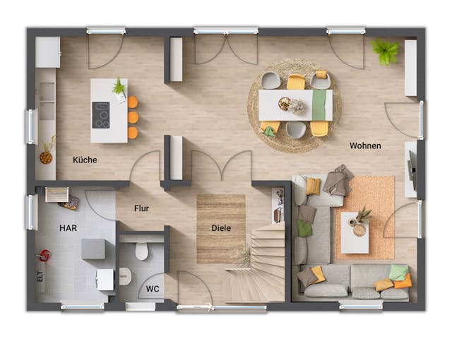 Massivhaus Landhaus 142 Modern von Town & Country Haus Deutschland Schlüsselfertig ab 259950€, Grundriss 1