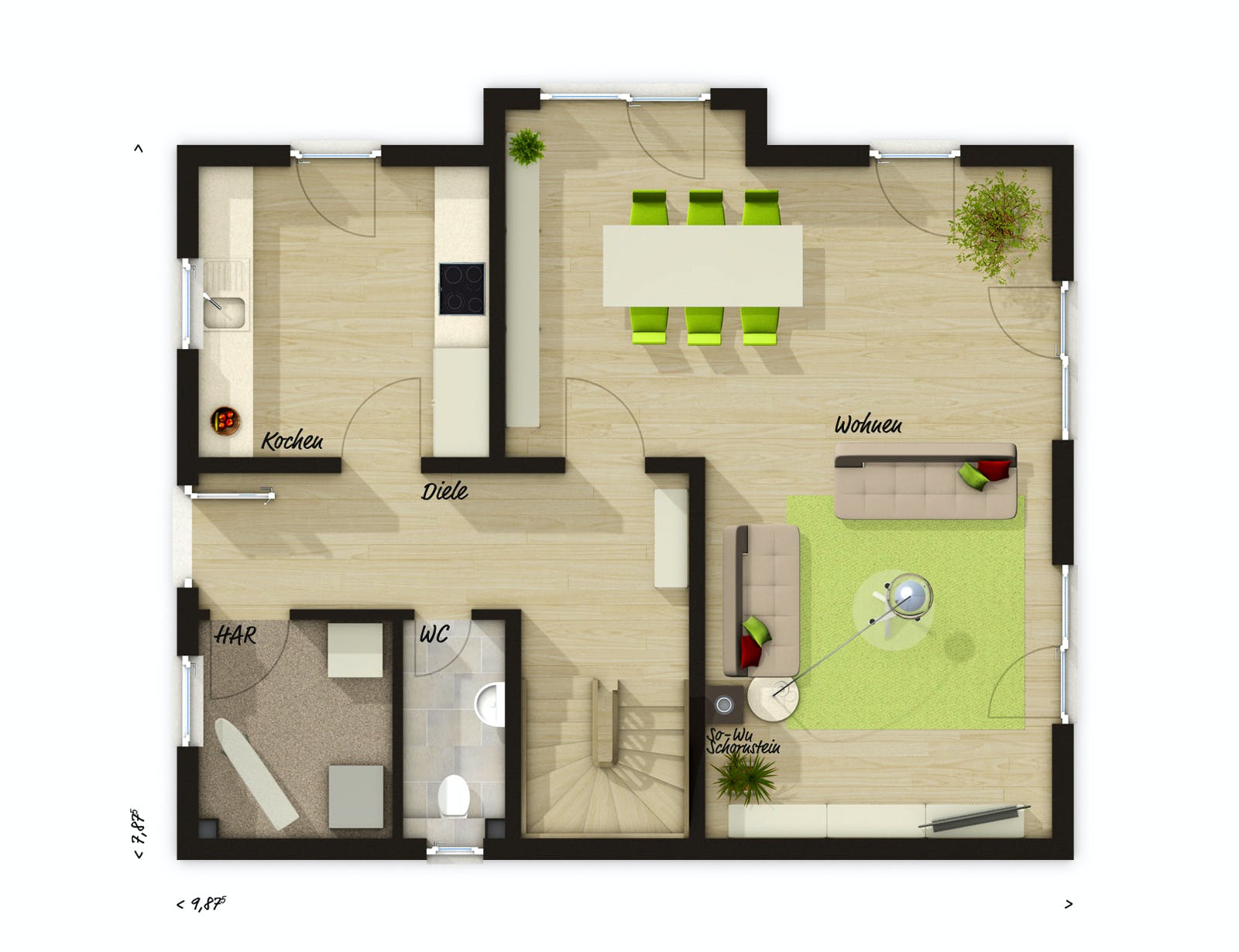 Massivhaus Lichthaus 121 von Town & Country Haus Deutschland Schlüsselfertig ab 230390€, Satteldach-Klassiker Grundriss 1