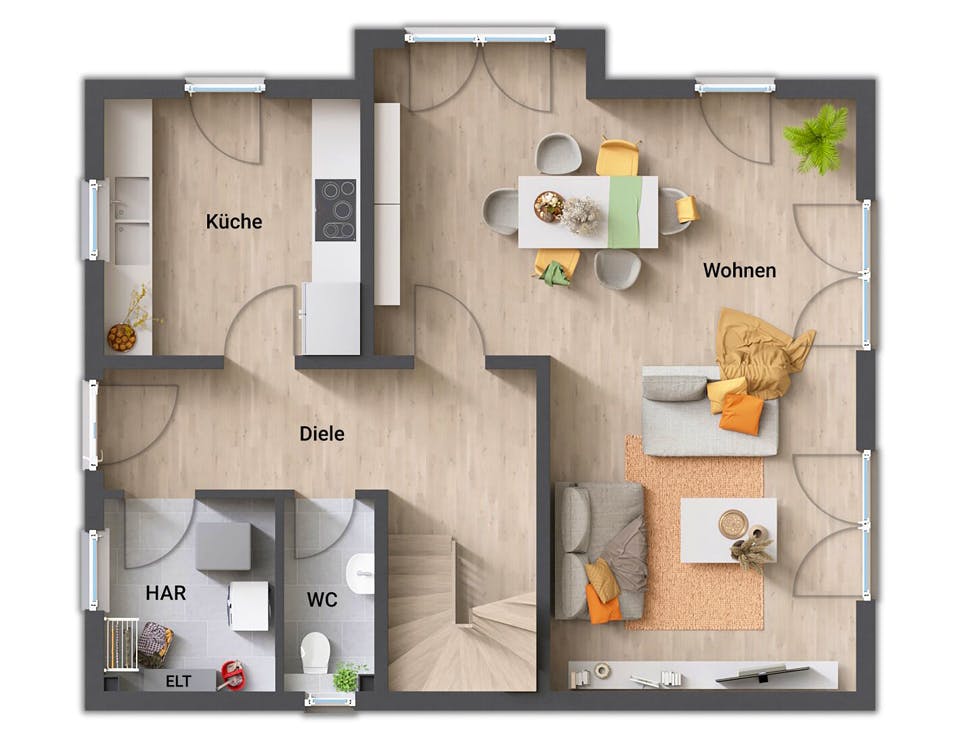 Massivhaus Lichthaus 121 von Town & Country Haus Deutschland Schlüsselfertig ab 230390€, Satteldach-Klassiker Grundriss 1