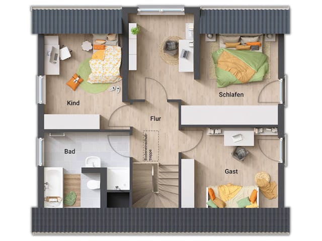 Massivhaus Lichthaus 121 von Town & Country Haus Deutschland Schlüsselfertig ab 230390€, Satteldach-Klassiker Grundriss 2