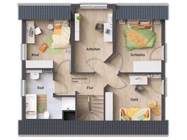 Massivhaus Lichthaus 121 von Town & Country Haus Deutschland Schlüsselfertig ab 230390€, Satteldach-Klassiker Grundriss 3