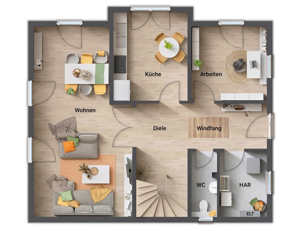 Massivhaus Lichthaus 152 von Town & Country Haus Deutschland Schlüsselfertig ab 265550€, Satteldach-Klassiker Grundriss 1