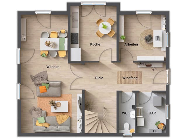 Massivhaus Lichthaus 152 von Town & Country Haus Deutschland Schlüsselfertig ab 265550€, Satteldach-Klassiker Grundriss 1
