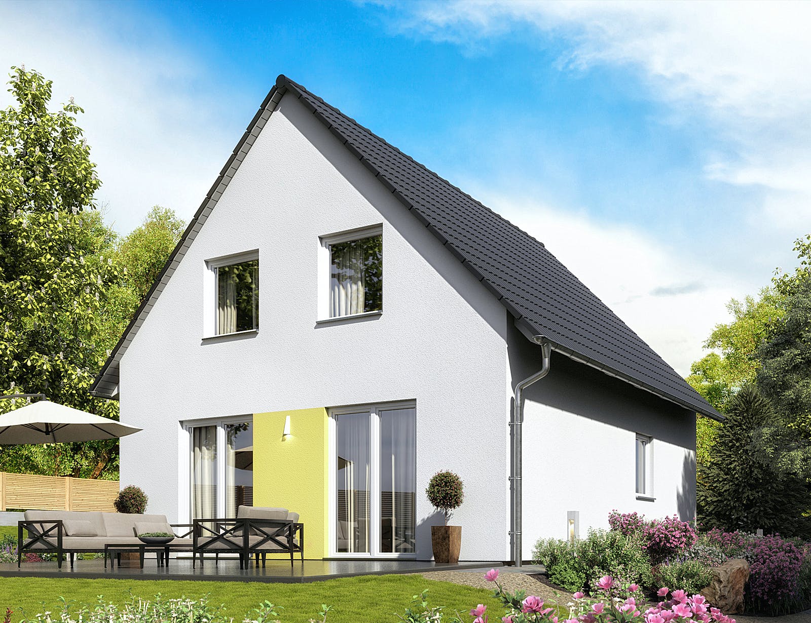 Massivhaus Raumwunder 100 von Town & Country Haus Deutschland Schlüsselfertig ab 198750€, Satteldach-Klassiker Außenansicht 1