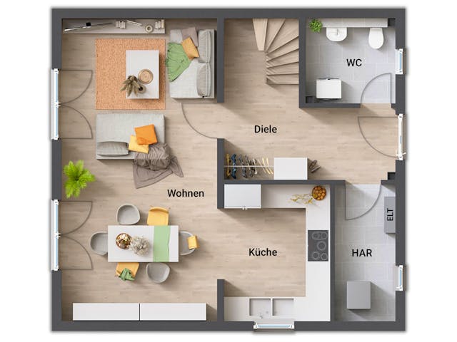 Massivhaus Raumwunder 100 von Town & Country Haus Deutschland Schlüsselfertig ab 198750€, Satteldach-Klassiker Grundriss 1